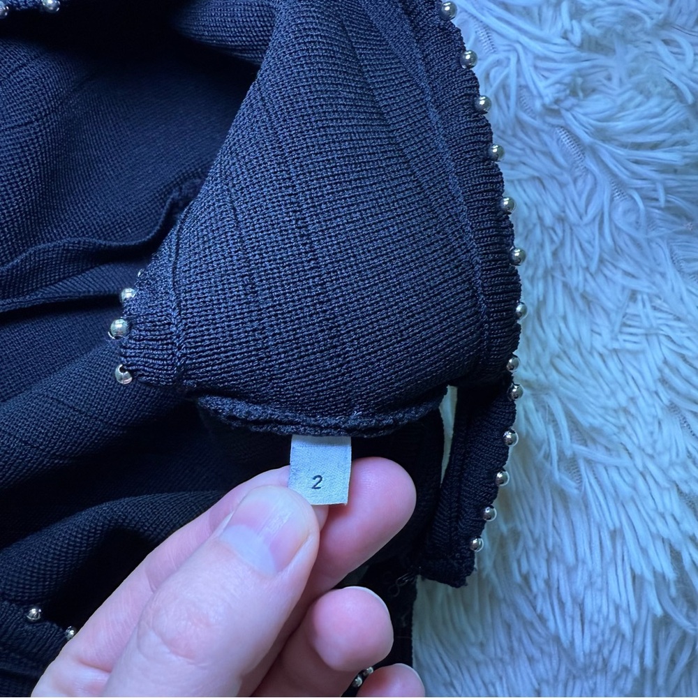 Sandro Black Beaded Open Back Dress Size 2 - Picture 8 of 13